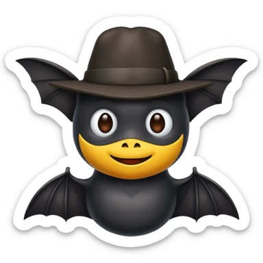 black bat with hat sticker