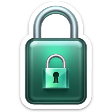 Holographic and glassmorphic dark green lock sticker