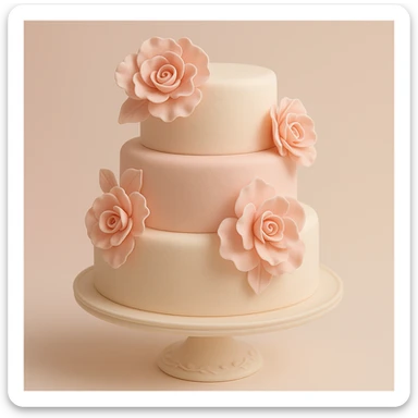 wedding cake with pink fondant flowers sticker