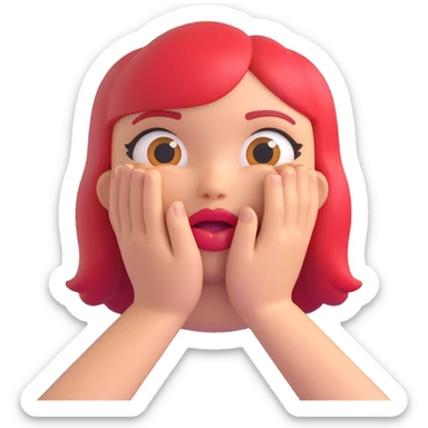flirty emoji with hands together in a suggestive gesture, lips biting gently, head tilted, direct eye contact, confident teasing, charming, bright warm colors, smooth cartoon finish sticker