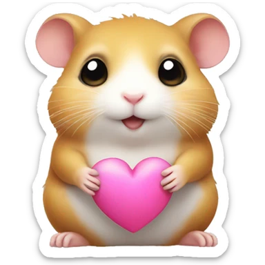Hamster holding a heart  sticker