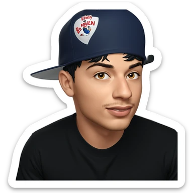 boy in backwards baseball cap sticker