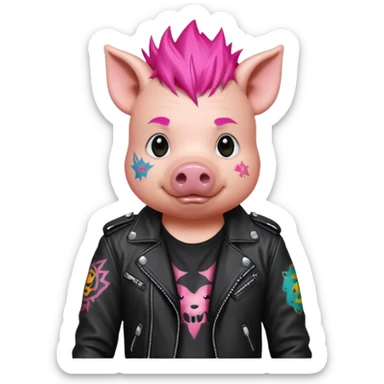 Punk drummer pig sticker