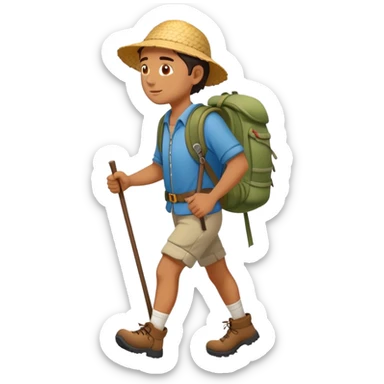 lonesome hiker walks down the camino de santiago path sticker