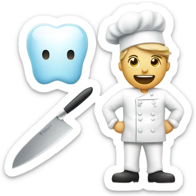 Chef  hold knife and dentist tool  sticker