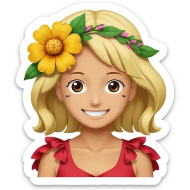 Robin Nico from One Piece, with a flower in her hair sticker
