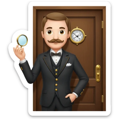 emoji of a gentleman with moustache and monocle standing nearby door welcoming you sticker