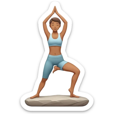 A person stands on a stone doing  standing yoga sticker