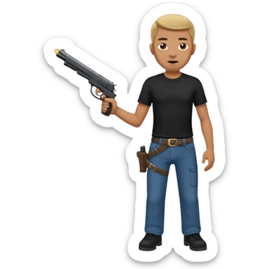 Guy holding a gun sagging his pants like a gangster sticker