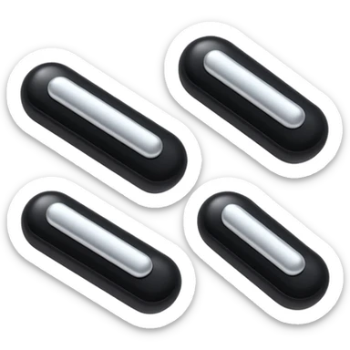 Minimalistic futuristic black medicine pills pack emoji, metallic black and white, reflective sleek surfaces, flat vector design, high-tech clean UI icon sticker