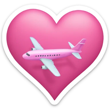 Pink plane drawing heart trail in sky sticker