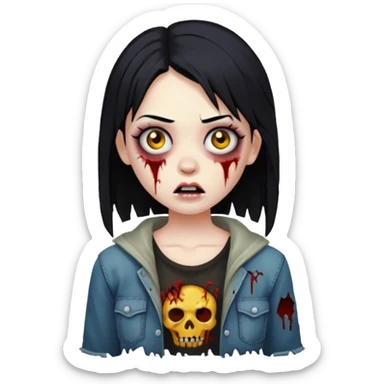 girl zombie with black hair sticker