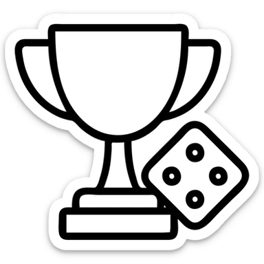 minimalist betting logo with a trophy and dice, clean lines sticker