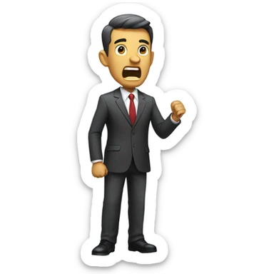 Businessman standing full body side view shouting sticker