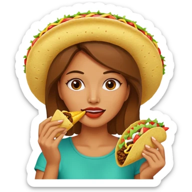 woman eating taco  sticker