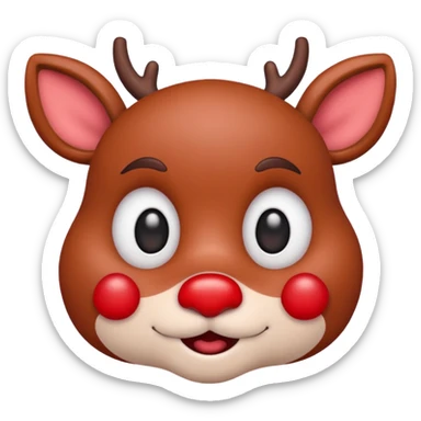 Rudolph cute face emoji for slack simple sticker