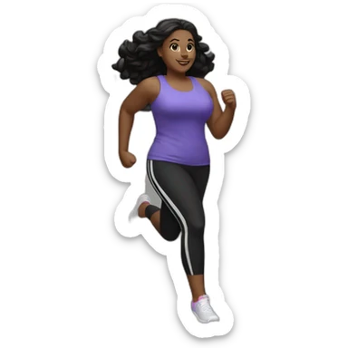 A white girl with black hair plus size running sticker