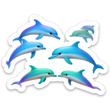 Rainbow dolphins with rainbow in background  sticker