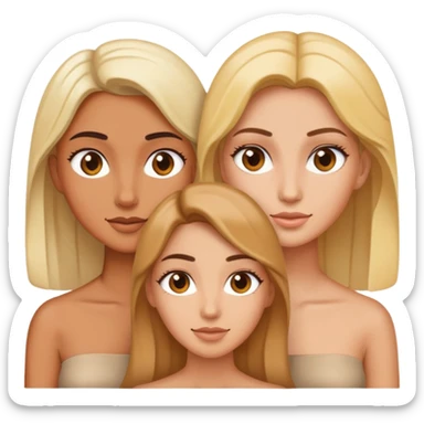 Face with correction gesture and three female figures sticker