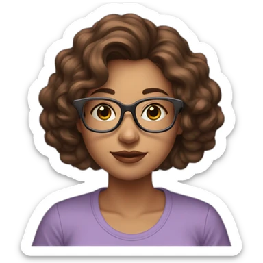 young-woman-with-glasses-and-medium-length-wavybrown-hair-halding-a-book-with-lilac-tshirt sticker