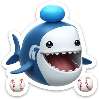 Whale with a blue baseball sticker