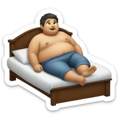Fat boy on bed sticker