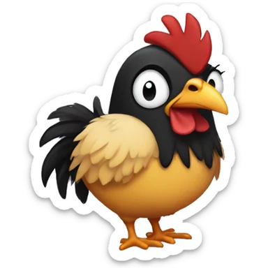 emo chicken with black hair and face tats sticker