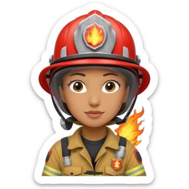 female firefighter on fire sticker