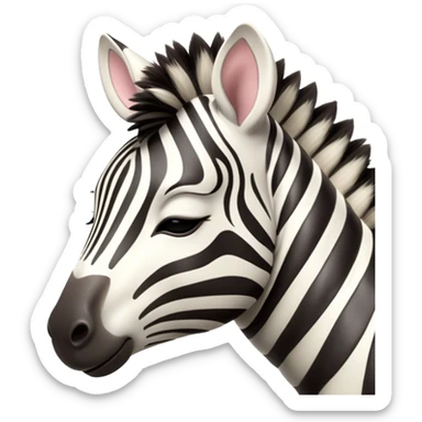 Meme-Worthy Cute Sleeping Zebra Portrait Emoji, Head resting peacefully with a contented smile, showcasing a lean, graceful build and a luxuriously soft striped Fur, eyes shut in a serene, restful nap, Simplified yet hilariously adorable features, highly detailed, glowing with a soft, drowsy light, high shine, relaxed and utterly lovable, stylized with an air of playful laziness, bright and heartwarming, soft glowing outline, capturing the essence of a comically sleepy zebra, so meme-worthy it feels like it could instantly become the next viral sensation of adorable slumber! sticker
