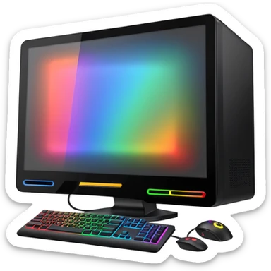 a black gaming pc with rgb lights  sticker
