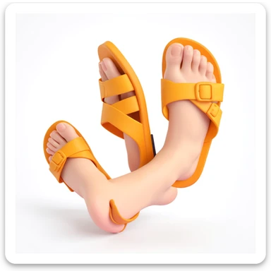 facebook emoji style, a hand holding a sandal, sandal wound up as if about to be used to hit something, dynamic pose, concise sticker