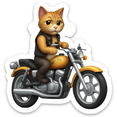 cat riding a motorcycle sticker