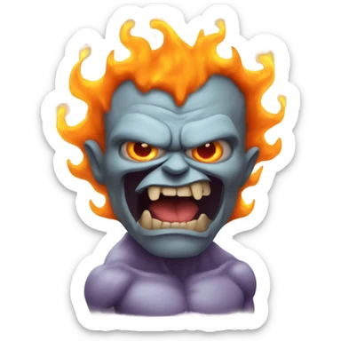 A very scary human Monster with Big muscle arms and flaming eyes  sticker