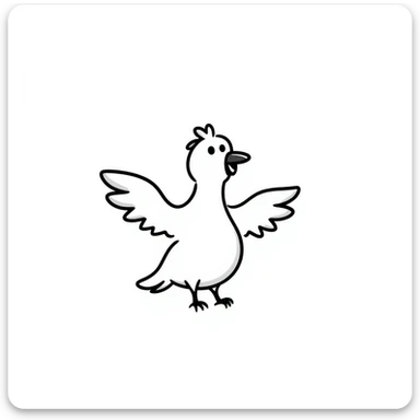 a bird with a garlic-shaped body, hand drawn doodle style sticker