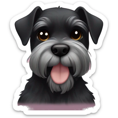 Black schnauzer in love in blanket sticker
