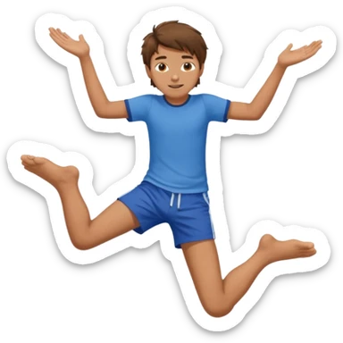 barefooted boy with messy hair spreading his legs  sticker