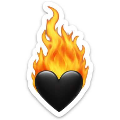 black heart on fire sticker