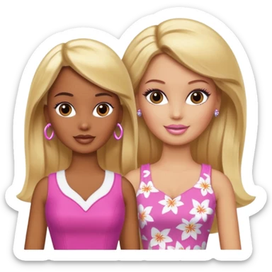 Brown skin blonde hair Barbie with Lilly in hair  sticker