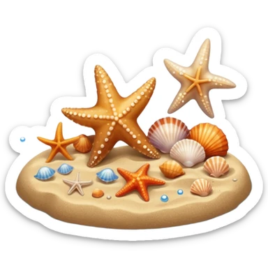 beach shore water sand seashells starfish sticker