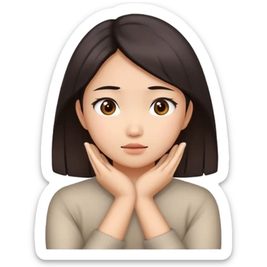 A mad Asian girl crossing her hands to her neck sticker