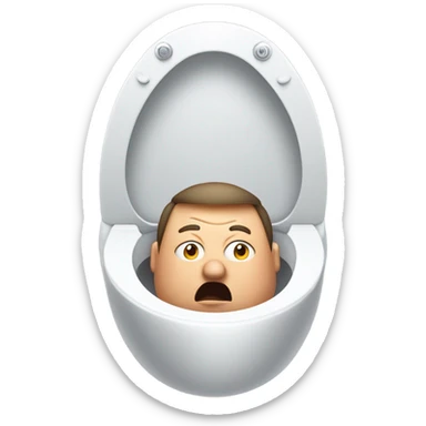 fat man sticking his head out of a toilet sticker