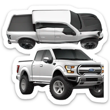 White 2024 Ford F150, lowered with black rims  sticker