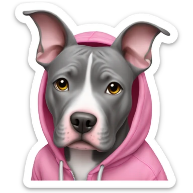 Grey pitbull in pink hoodie  sticker