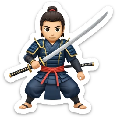 samurai pulling out a katana from sheath sticker