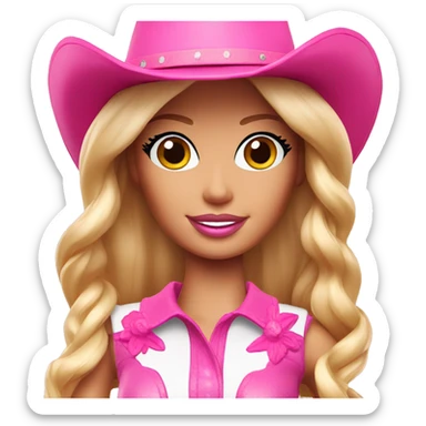 barbie with a pink cowboy hat sticker