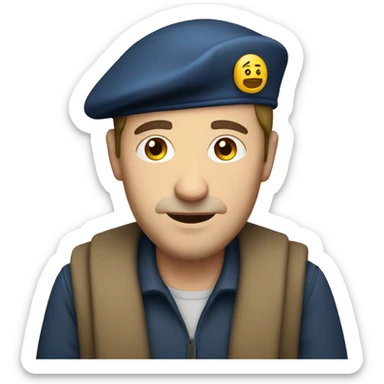 caucasian french man wearing a beret sticker