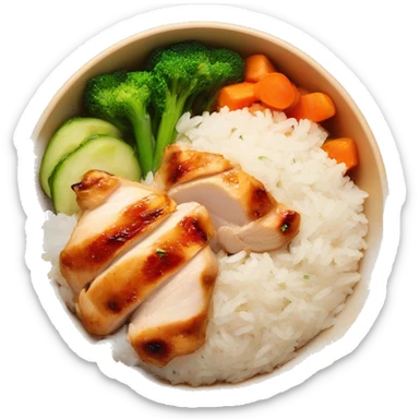 chicken breast and veggies with rice bowl sticker