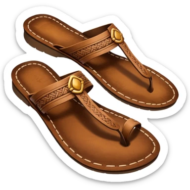 generate an ios genmoji of a kolhapuri chappal (brown) sticker