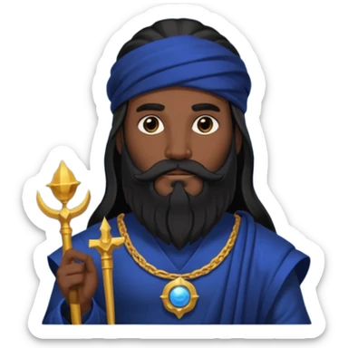 Saturn, Time God from Rome Mythology with long black hair and beard, black and dark blue outfit sticker