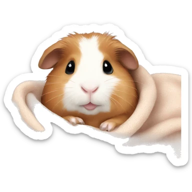 Guineapig cuddling a soft small blanket  sticker